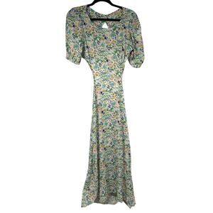 Little Lies Open Back Floral Midi Dress Womens S Puff Sleeve Midi